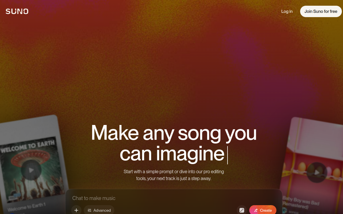 Screenshot of Suno AI