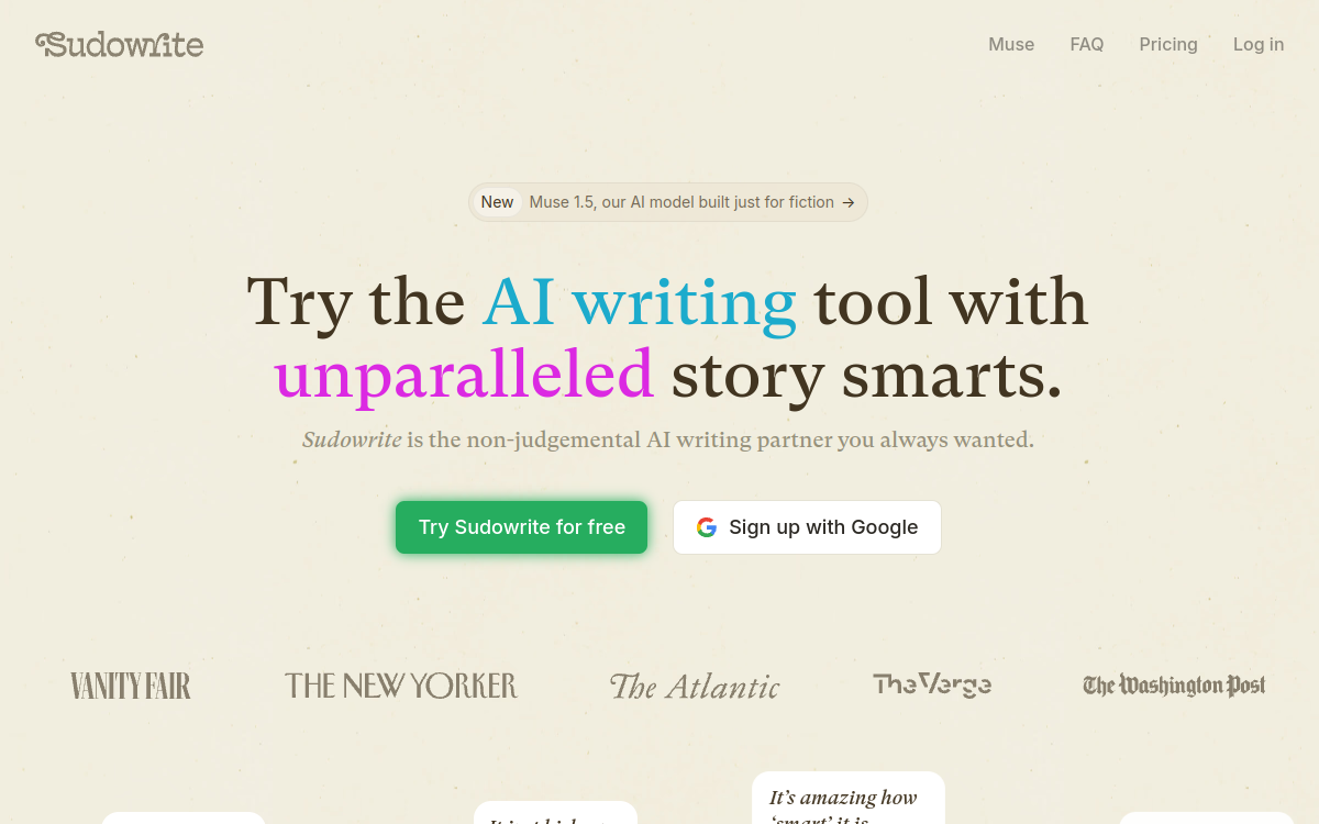 Screenshot of Sudowrite