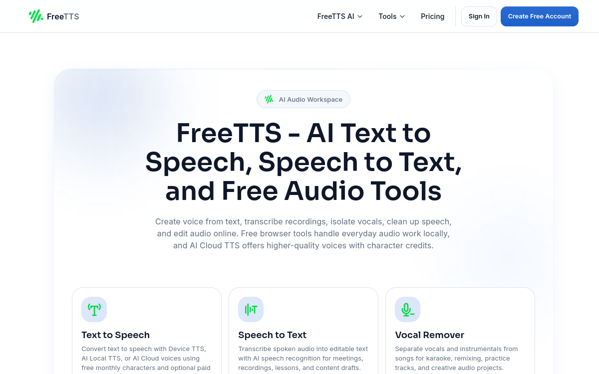 Screenshot of FreeTTS