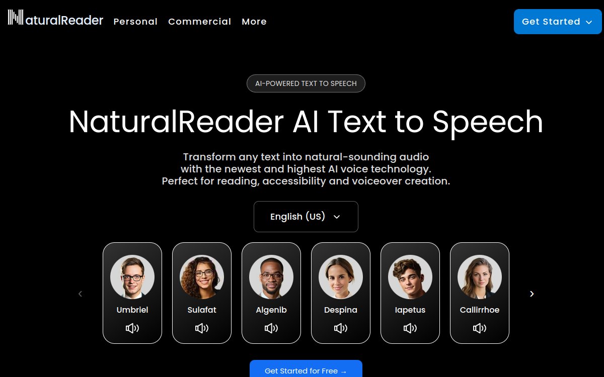 Screenshot of NaturalReaders