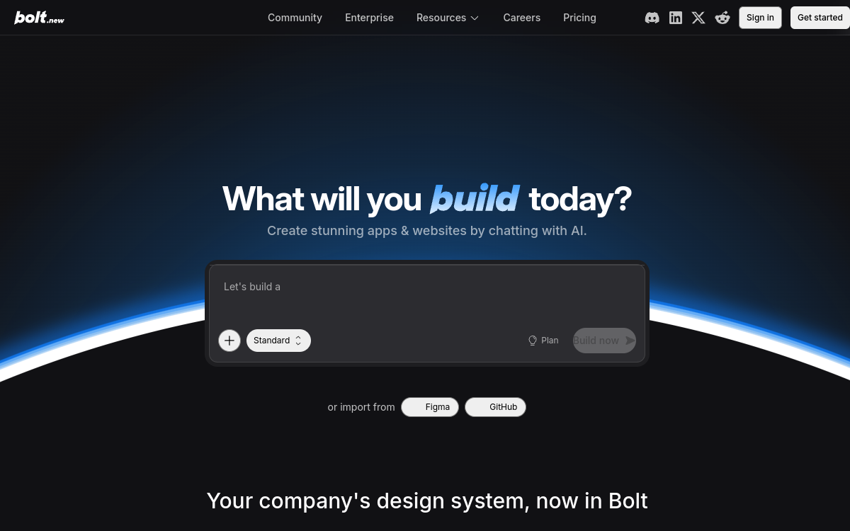Screenshot of Bolt.new