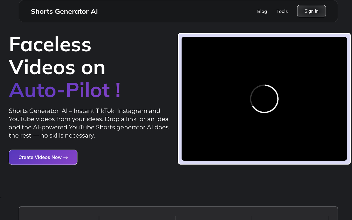 Screenshot of Shorts Generator AI
