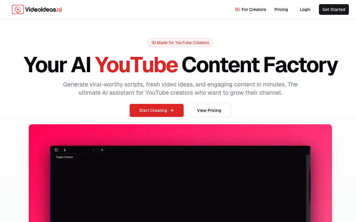 Screenshot of VideoIdeas.ai