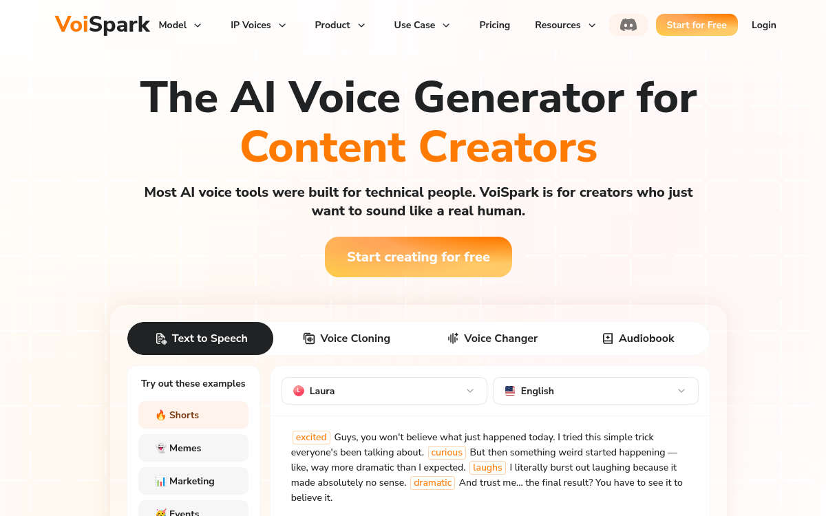 Screenshot of VoiSpark