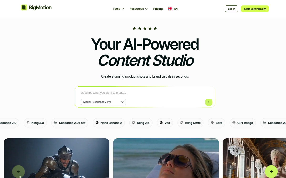 Screenshot of BigMotion AI