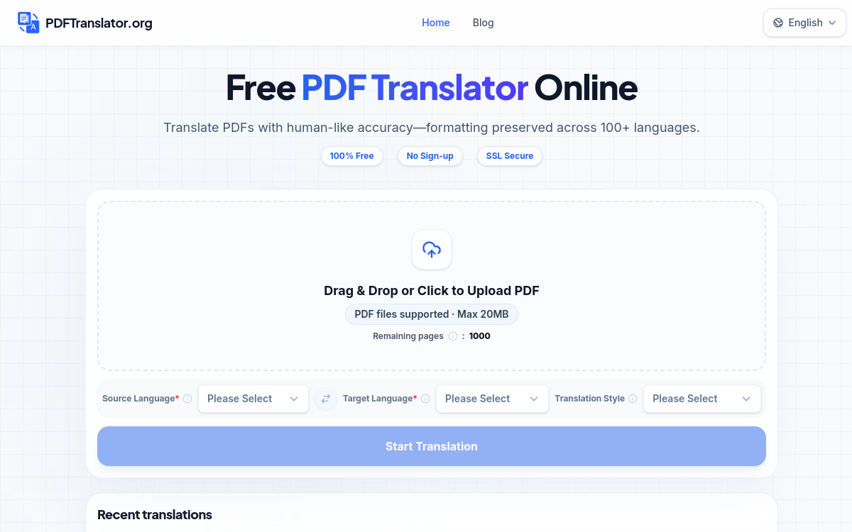Screenshot of PDF Translator