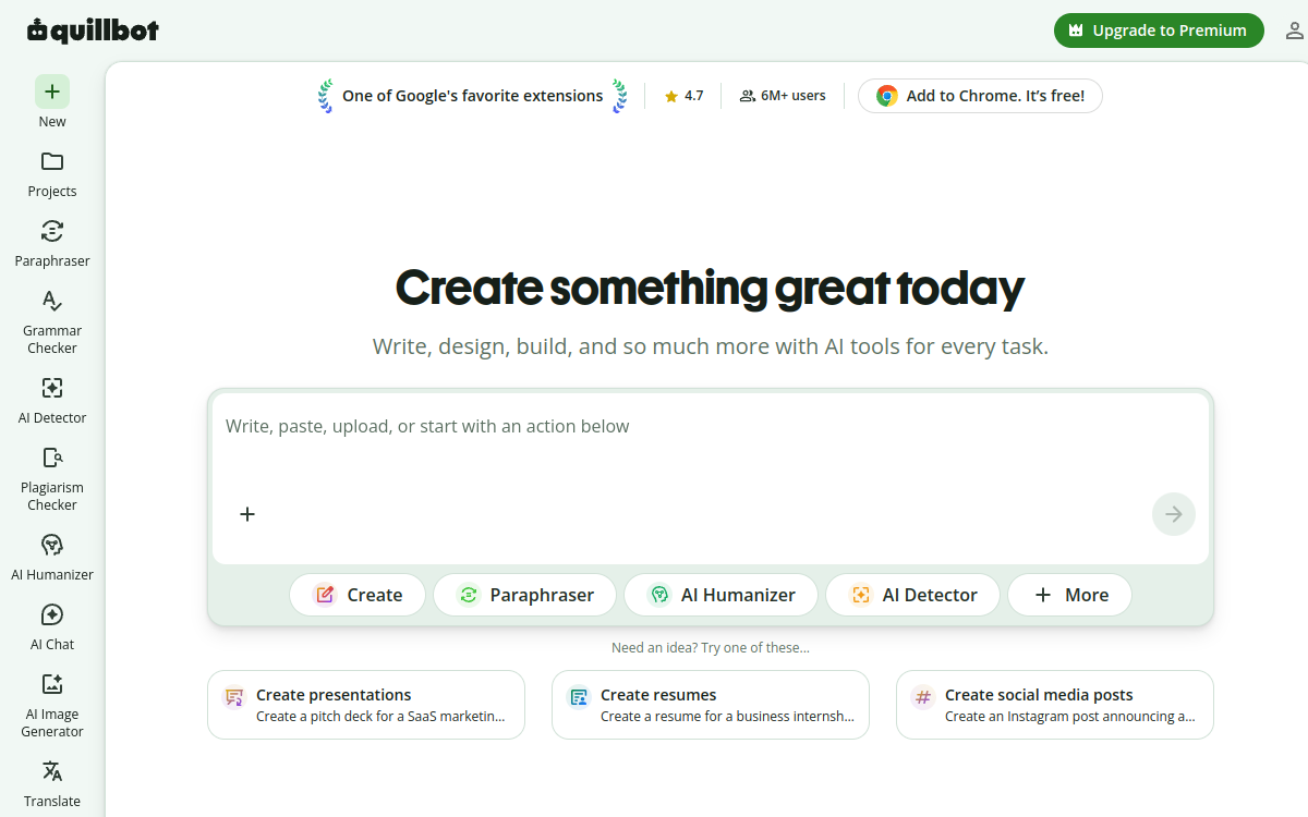 Screenshot of QuillBot