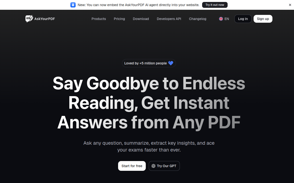 Screenshot of AskYourPDF