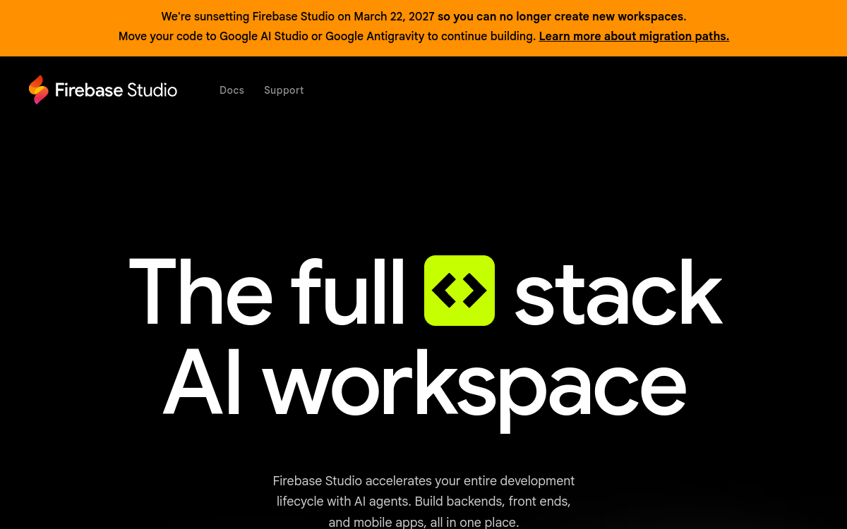 Screenshot of Firebase Studio
