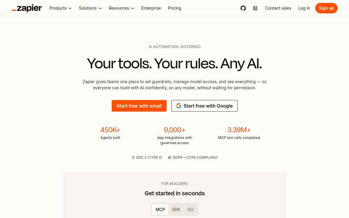 Screenshot of Zapier