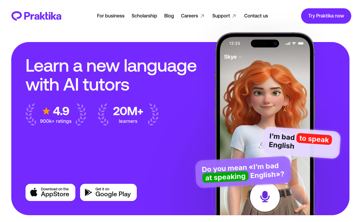 Screenshot of Praktika AI