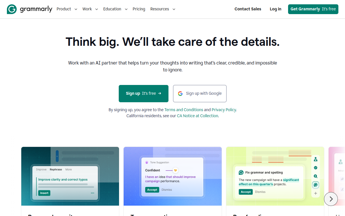 Screenshot of Grammarly
