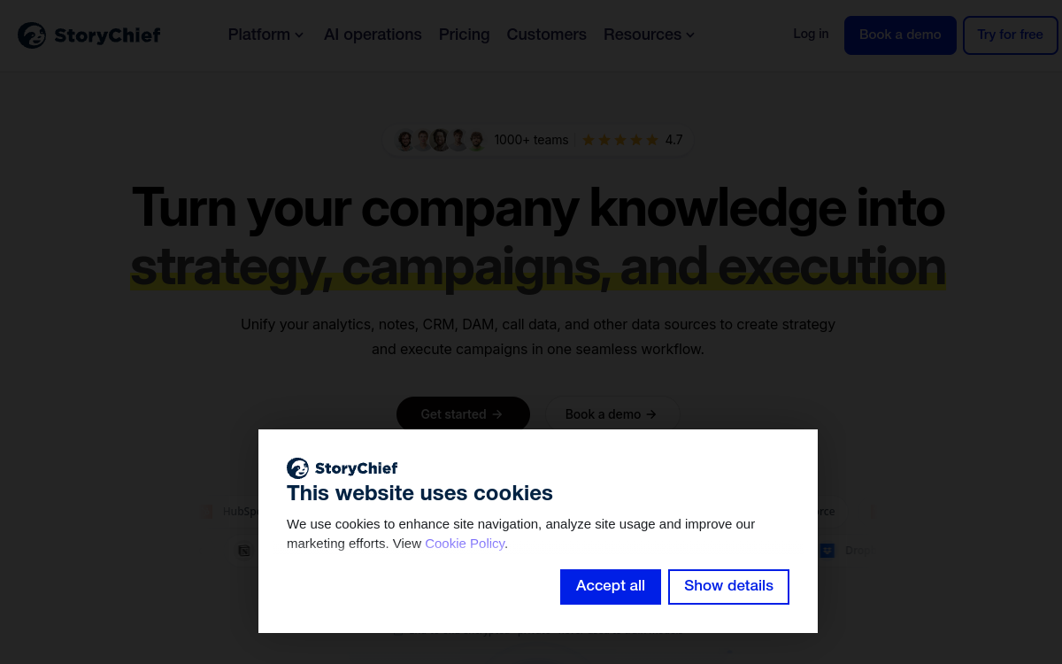 Screenshot of StoryChief