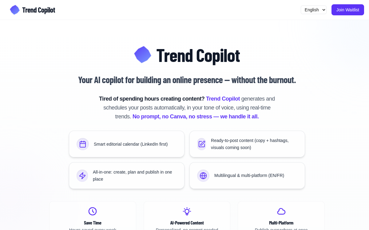 Screenshot of Trend Copilot