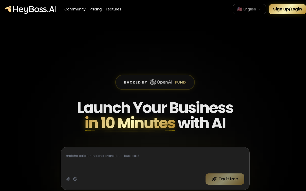 Screenshot of HeyBoss.AI