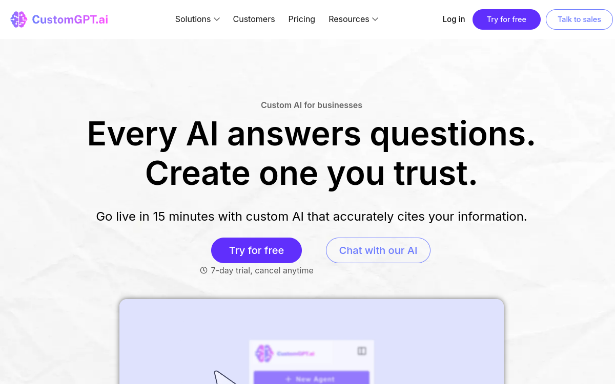 Screenshot of CustomGPT.ai
