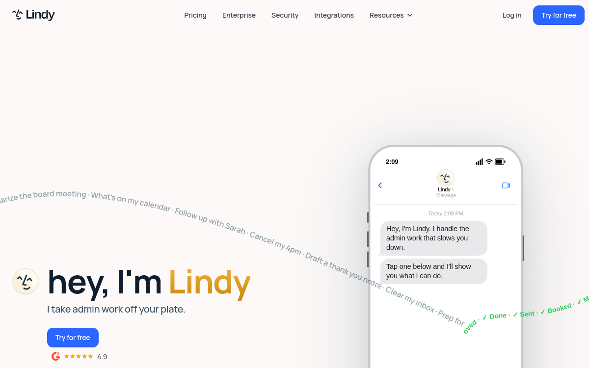 Screenshot of Lindy AI