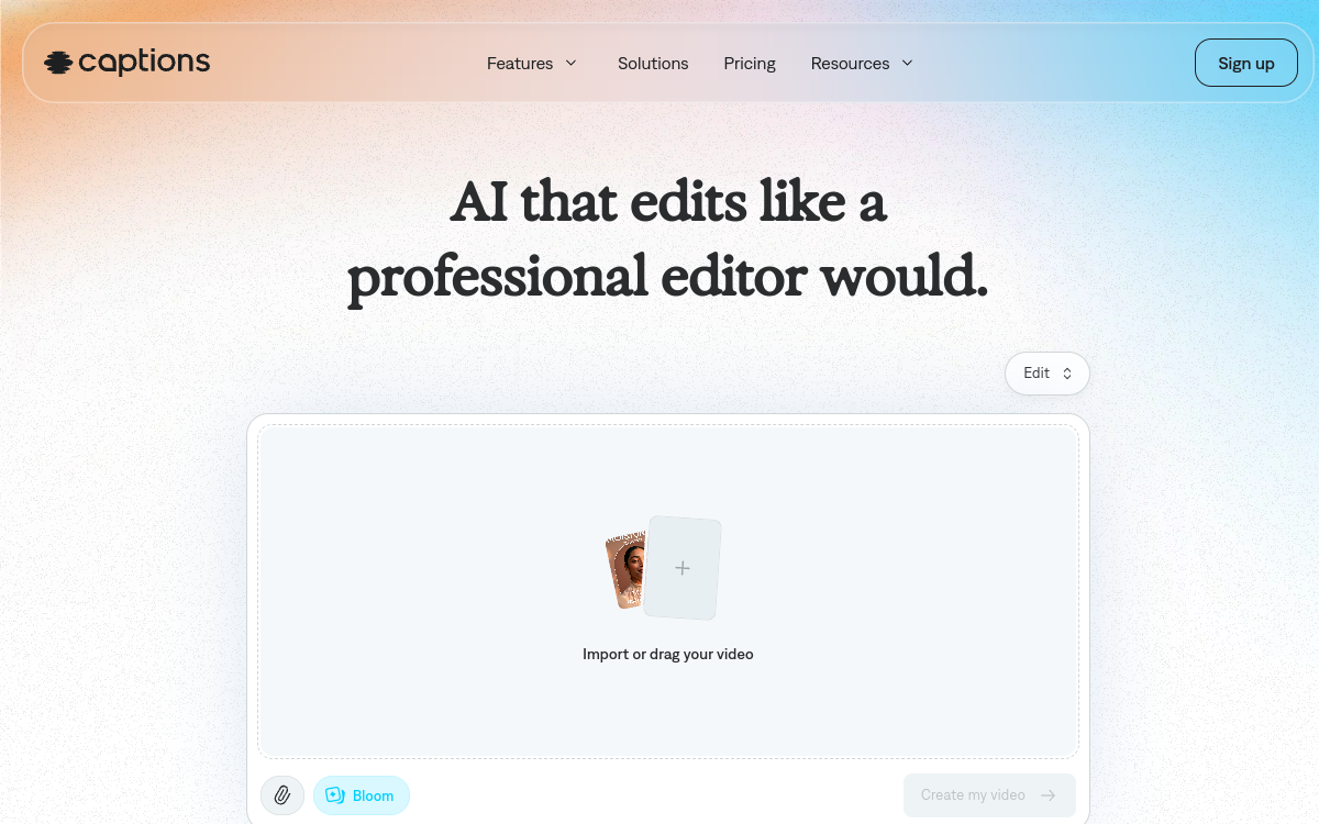 Screenshot of Captions.ai
