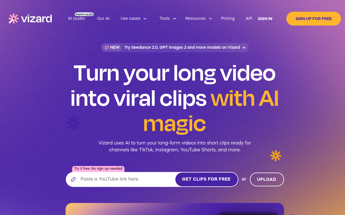 Screenshot of Vizard AI