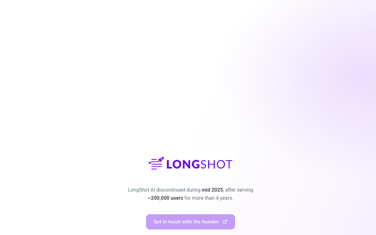 Screenshot of LongShot AI