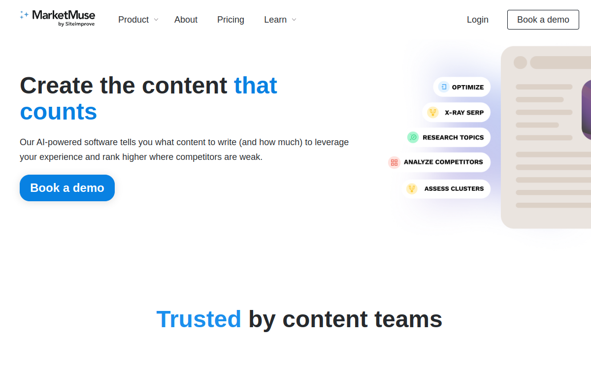 Screenshot of MarketMuse