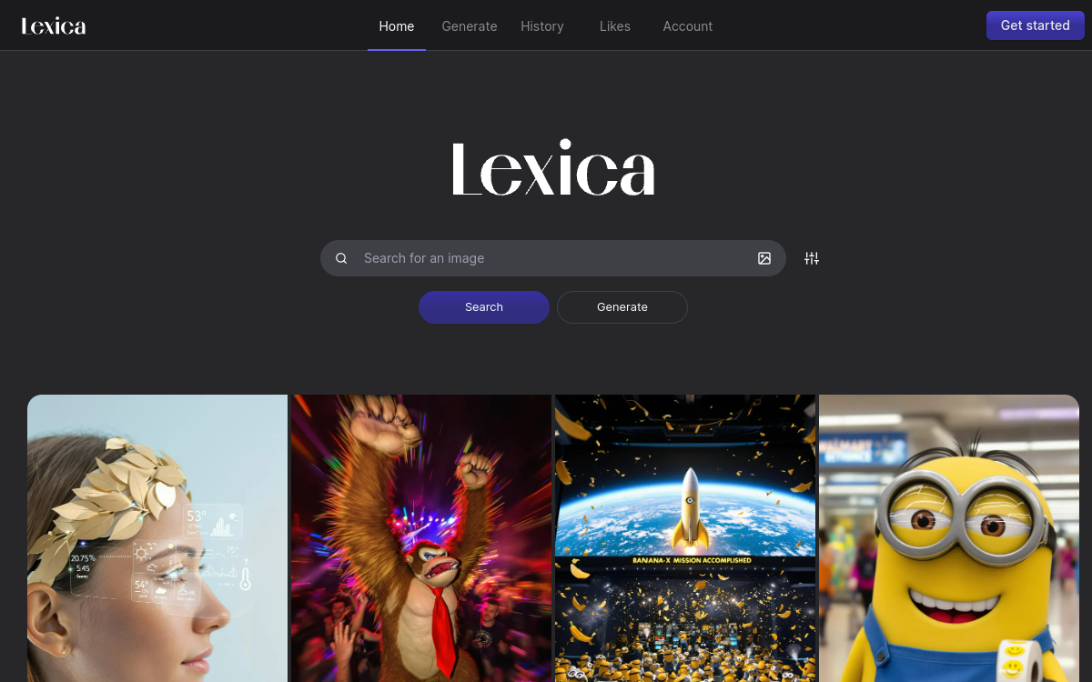 Screenshot of Lexica.art