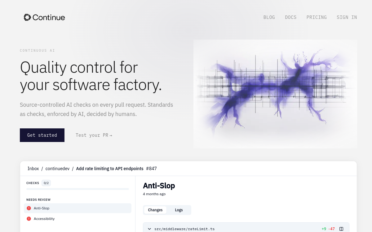 Screenshot of Continue.dev