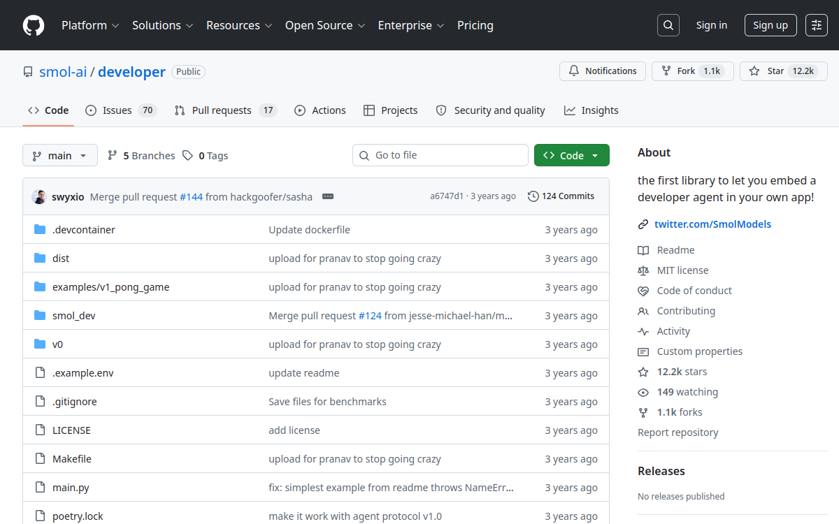 Screenshot of Smol Developer