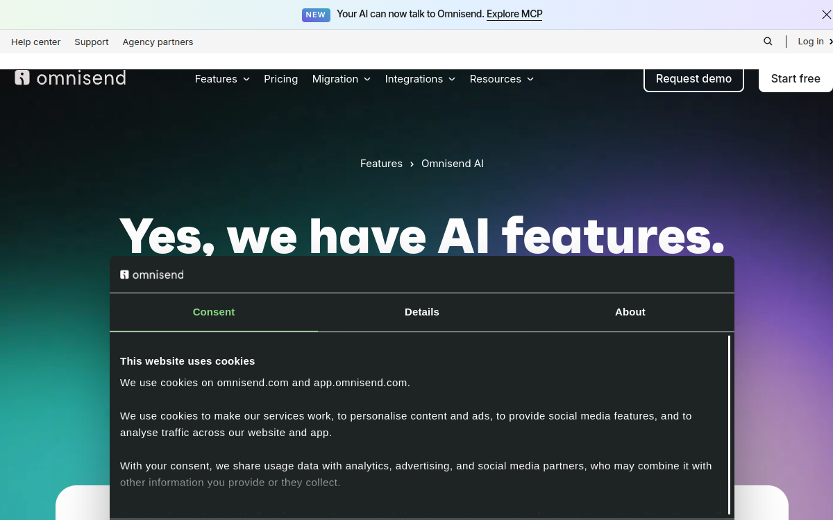 Screenshot of Omnisend AI