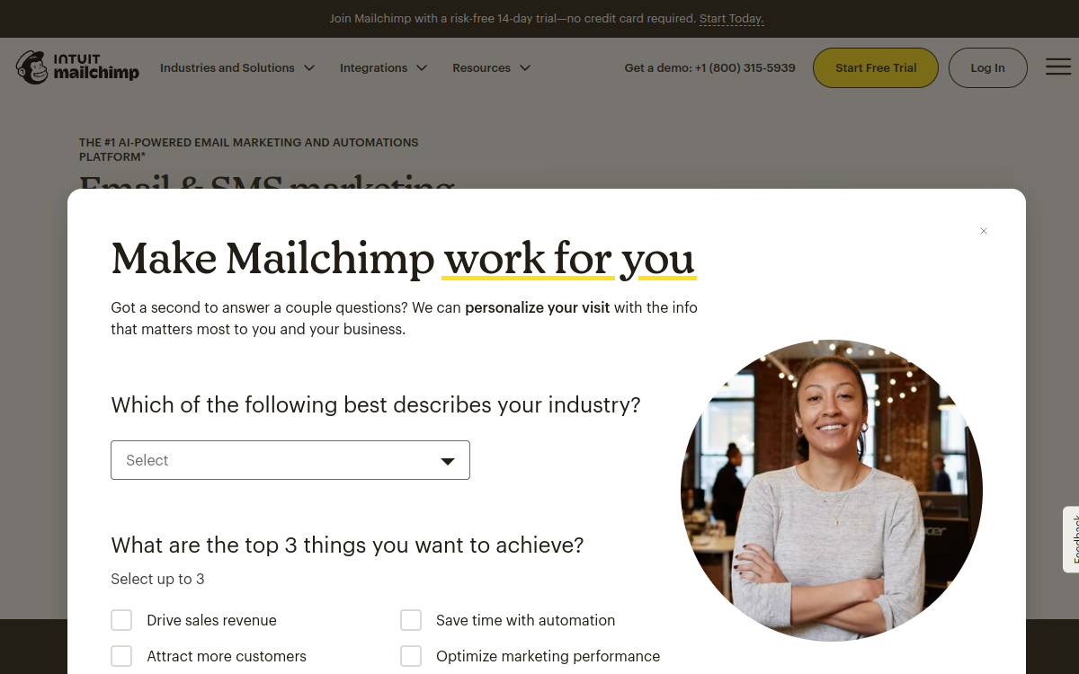 Screenshot of Mailchimp AI