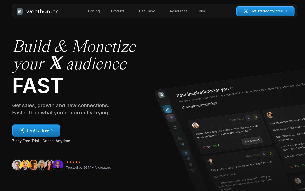 Screenshot of TweetHunter