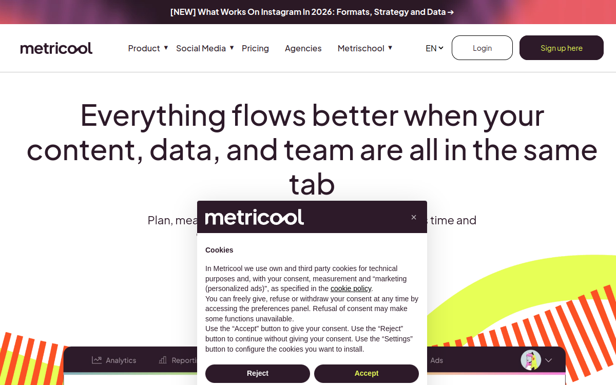Screenshot of Metricool AI