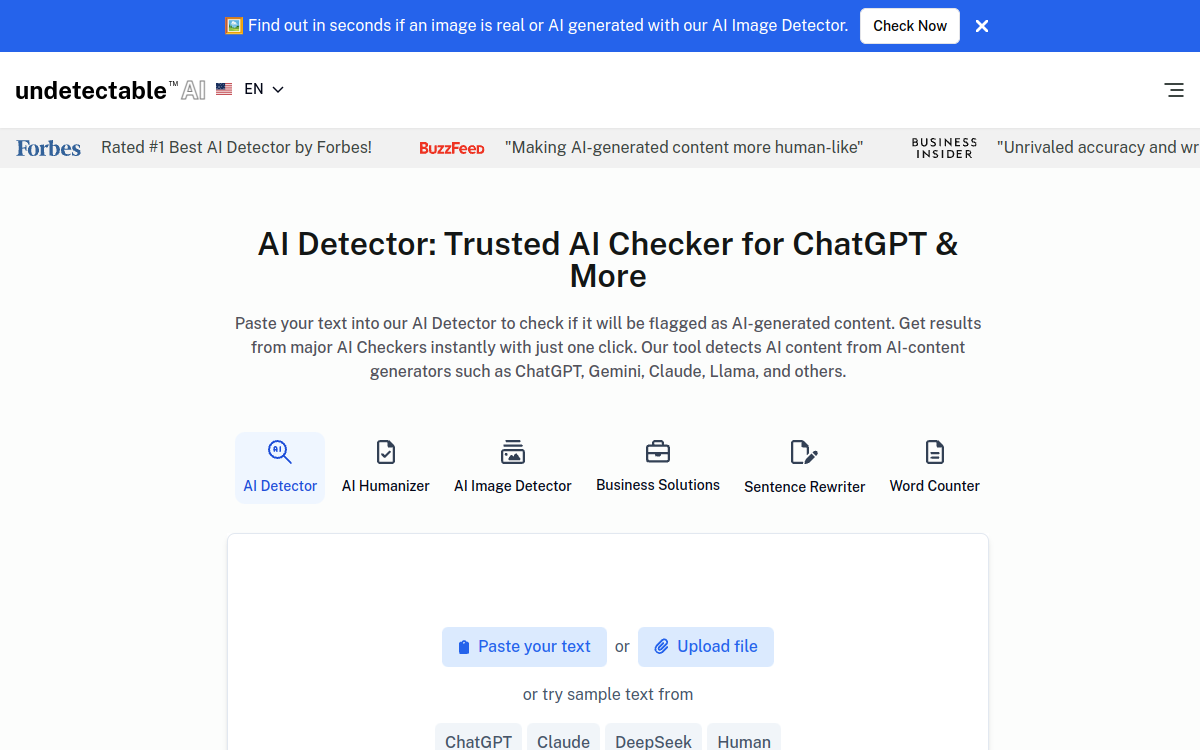 Screenshot of Undetectable.ai
