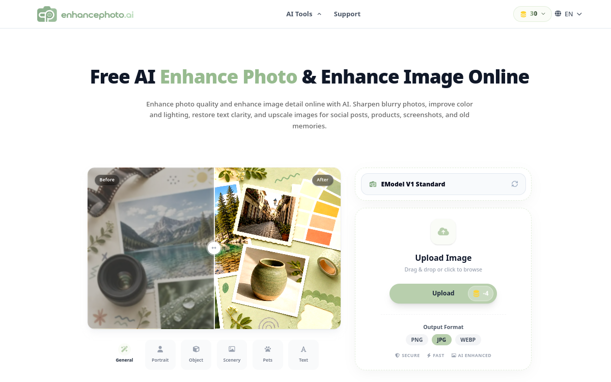 Screenshot of EnhancePhoto.ai