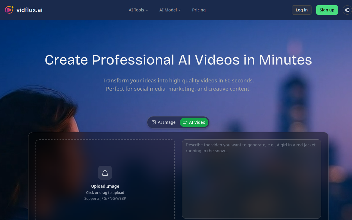 Screenshot of VidFlux AI