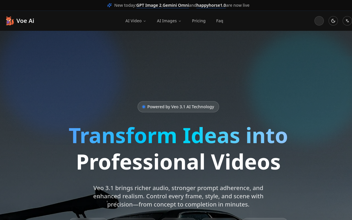 Screenshot of Voe Ai (Veo 3.1)