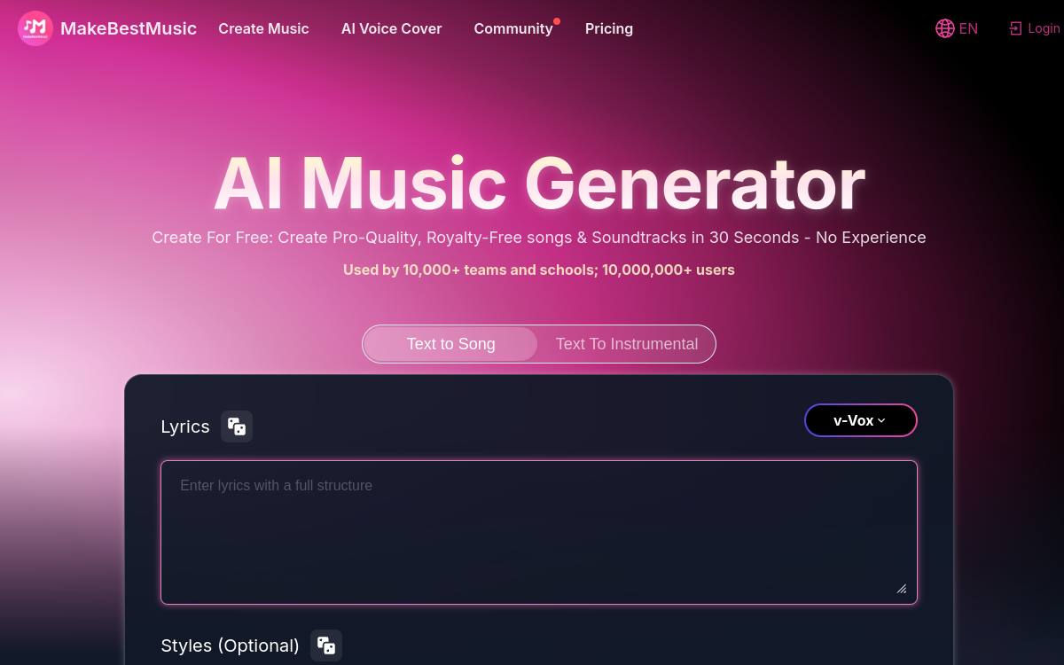 Screenshot of MakeBestMusic
