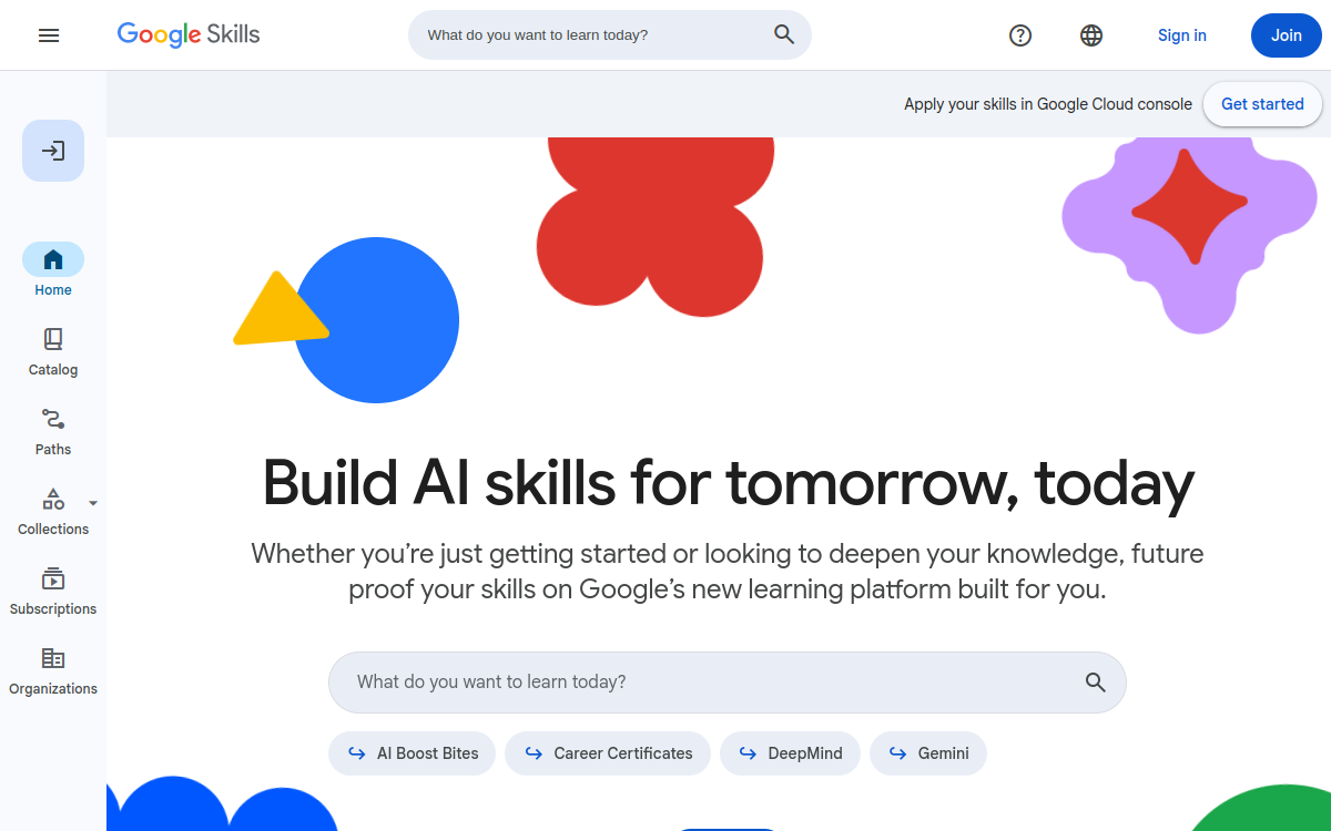 Screenshot of Google Skills