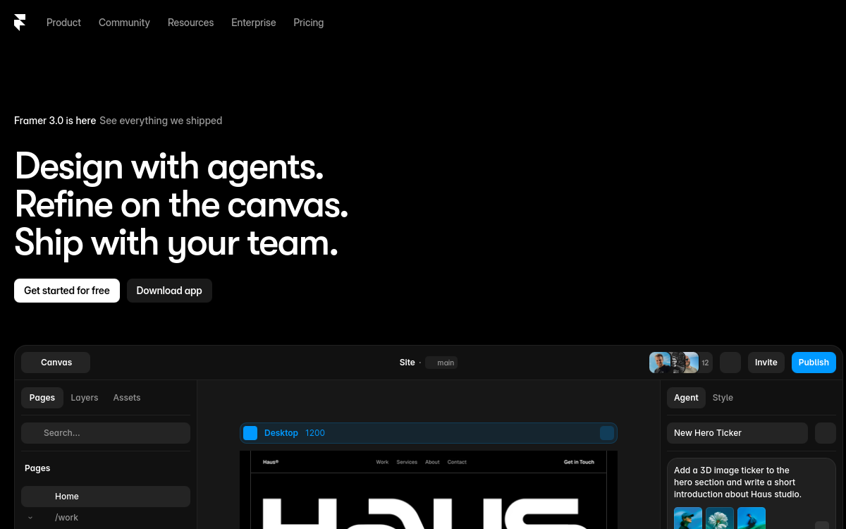 Screenshot of Framer