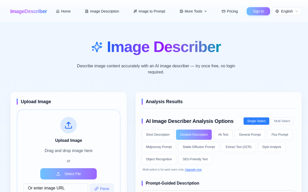 Screenshot of Image Describer