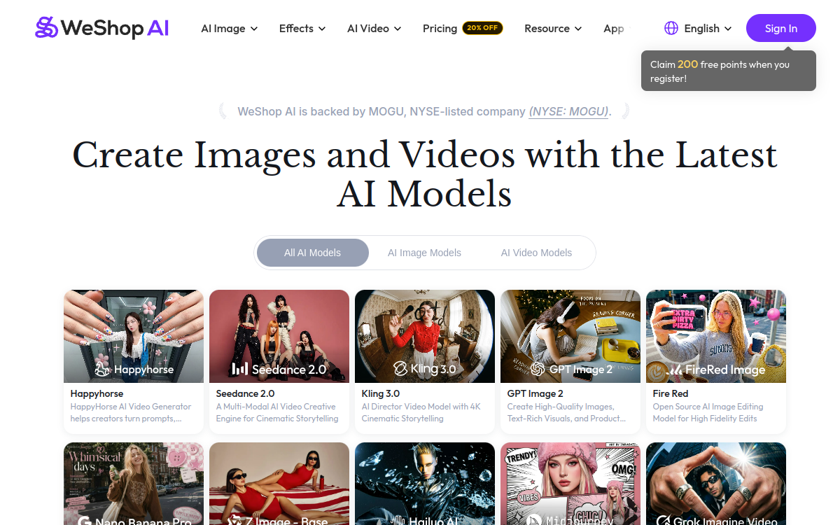 Screenshot of WeShop AI