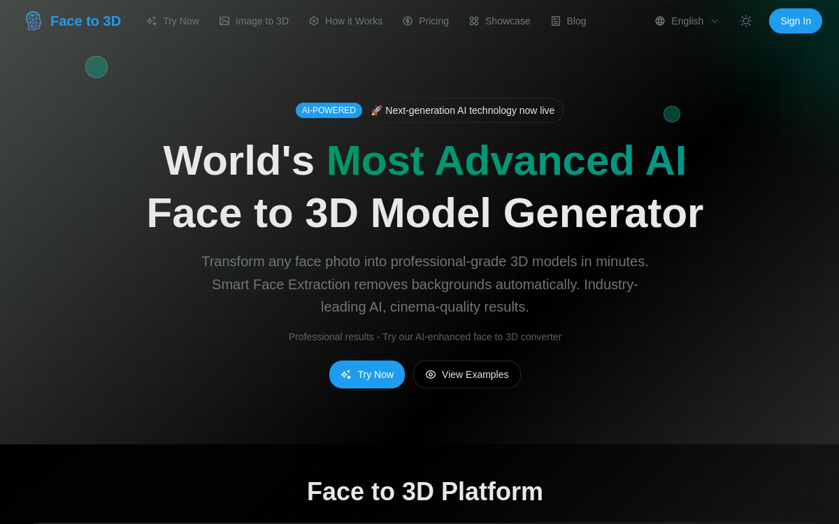 Screenshot of Face to 3D