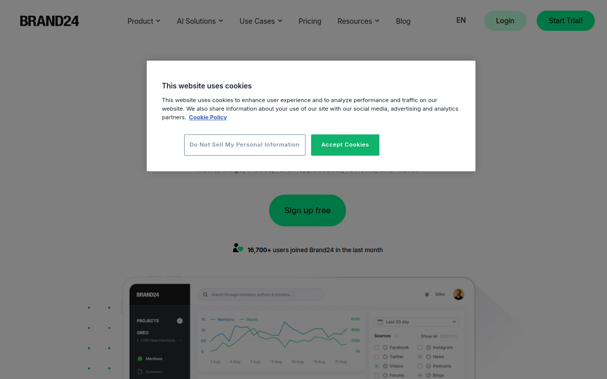Screenshot of Brand24