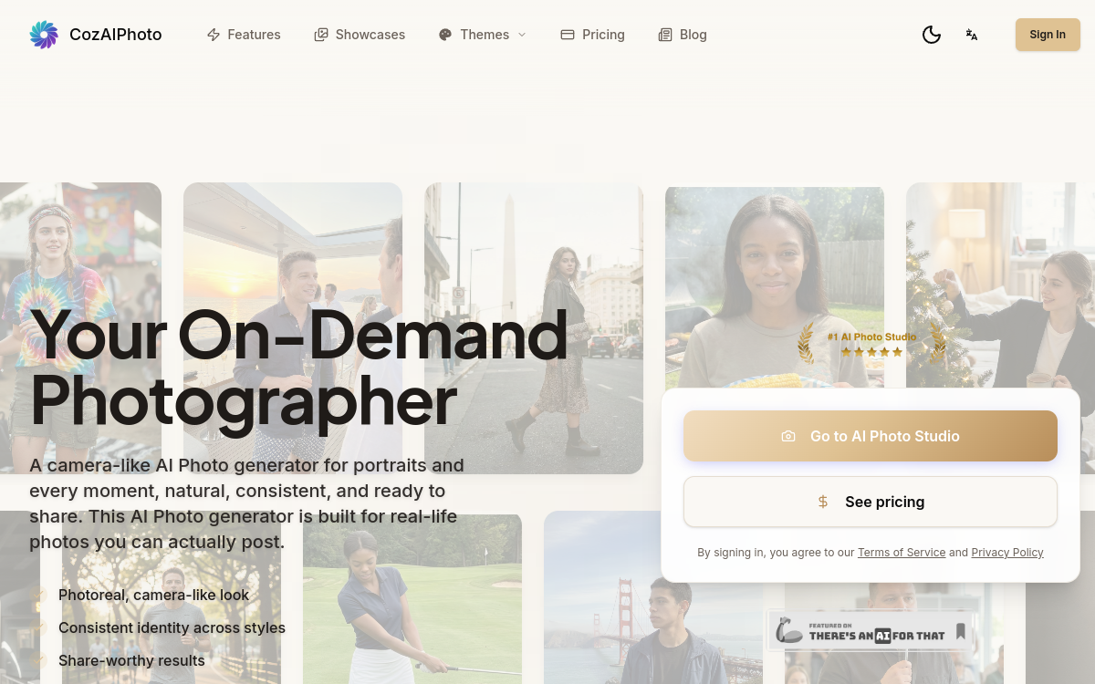 Screenshot of CozAIPhoto