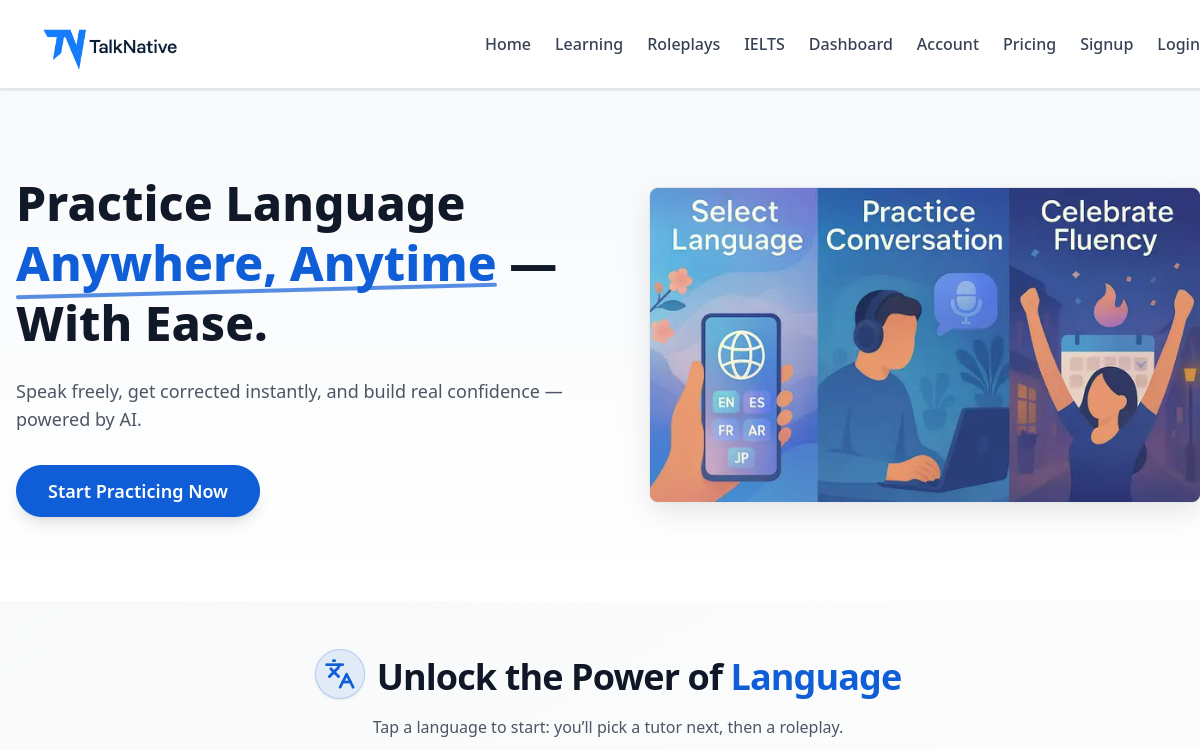 Screenshot of TalkNative