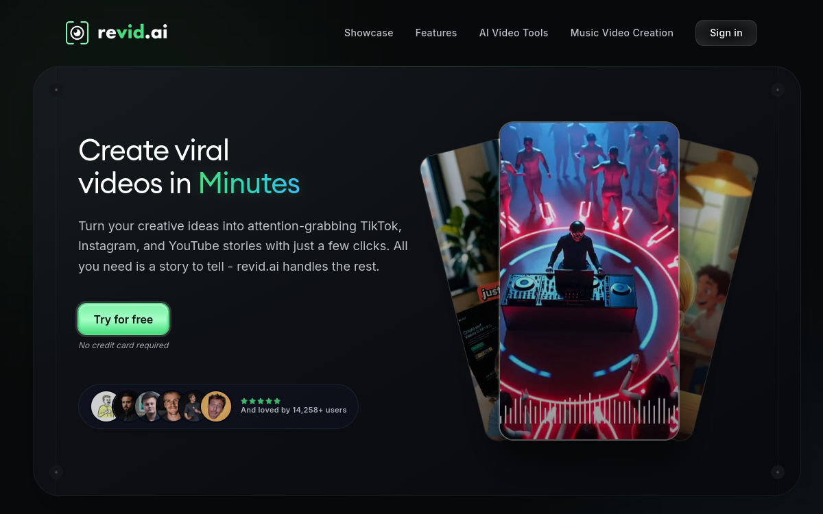 Screenshot of Revid.ai