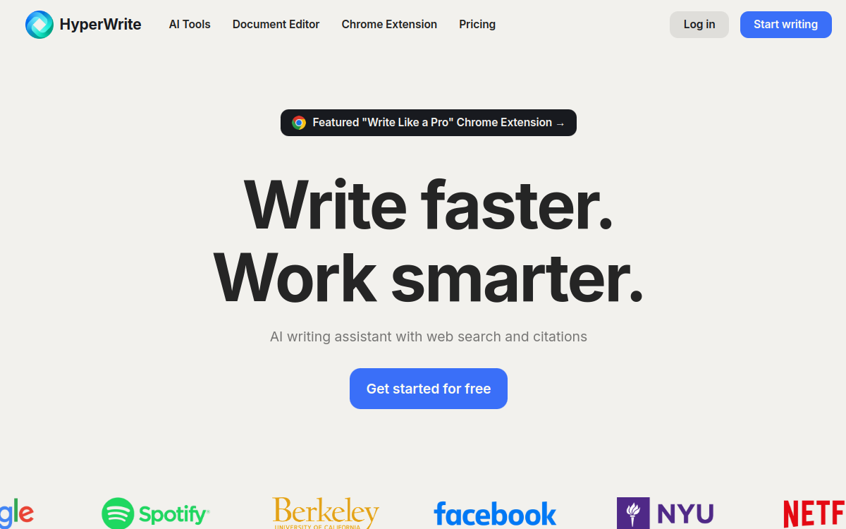 Screenshot of HyperWrite