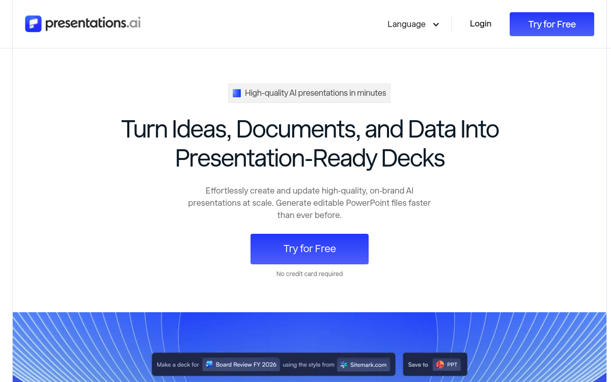 Screenshot of Presentations.AI