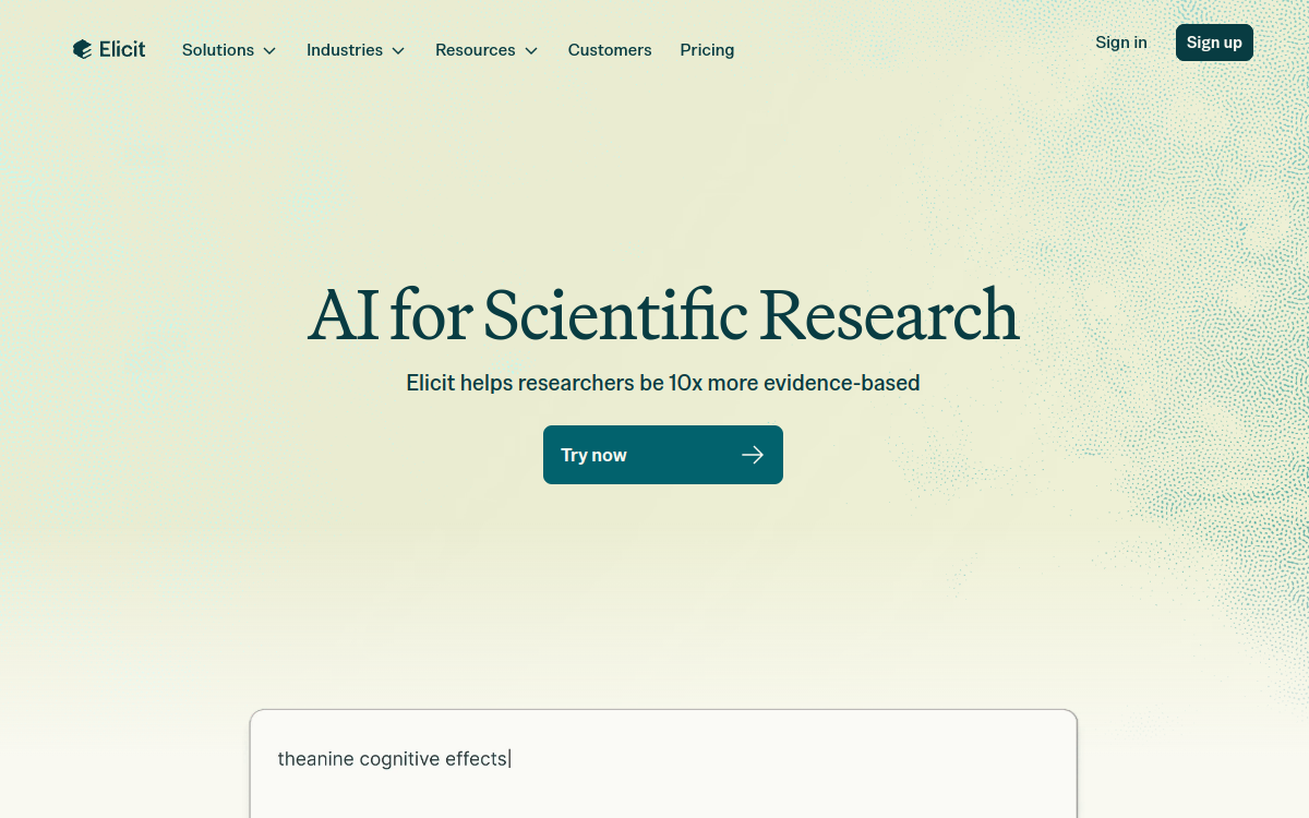 Screenshot of Elicit