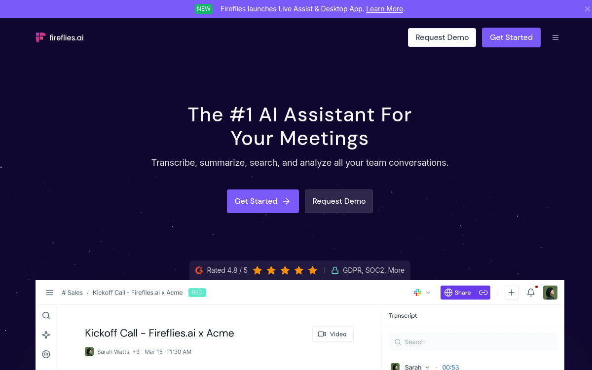 Screenshot of Fireflies.ai
